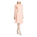 RALPH LAUREN Womens Pink Zippered Solid Long Sleeve Jewel Neck Above The Knee Fit + Flare Evening Dress Size 12