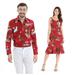 Couple Matching Hawaiian Luau Cruise Outfit Shirt Mermaid Dress Christmas Santa in Hawaii Red