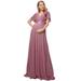 Ever-Pretty Women's Simple Chiffon Ruffle Sleeve Boho Prom Dress Maternity Dress 9890YF Orchid US20