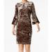 Calvin Klein NEW Brown Womens Size 16 Bell-Sleeve Velvet Sheath Dress