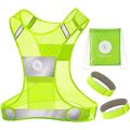 RoadRunner New 360Â° Reflective Running Vest for Men and Women - Visibility Vest with Pocket, Bands, and Bag for Night Running, Motorcycle, Walking, and Cycling (Yellow, M/L)