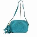 Gucci Soho Disco Fringe Tassel Suede 870515 Blue Nubuck Leather Shoulder Bag