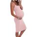 Pregnant Women Sleeveless Dress Casual Maternity Midi Dress Casual Camisole Slip Dress