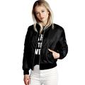 Women Biker Bomber Jacket Slim Short Zipper Stand Collar Long Sleeve Vintage Outerwear Coat