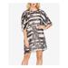 VINCE CAMUTO Womens Black Tropical Print Dolman Sleeve Jewel Neck Above The Knee Shift Dress Size: M