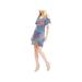 MSK Womens Blue Printed Short Sleeve V Neck Short Shift Dress Size PL