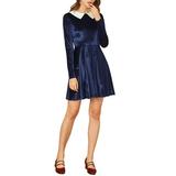 Allegra K Women's Fall Vintage Velvet Long Sleeve Peter Pan Collar Flare Dress