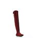 Nature Breeze Women's Stretch Sparkle Thight High Flat Boots in Burgundy