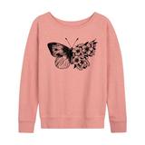 Half Butterfly Half Flowers - Women's French Terry Pullover