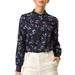 Allegra K Women's Floral Print Mock Neck Long Sleeve Pullover Blouse