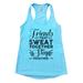 Womens Flowy Tank Top â€œFriends That Sweat Together Stay Together" Workout Buddy Tank Top Medium, Cancun Blue