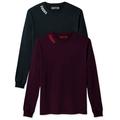 Daxton Premium Virginia Men Long Sleeves T Shirt Ultra Soft Medium Weight Cotton, 2Pk Wine Red Black White 1XL