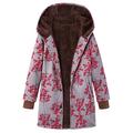 Winter Warm Style Floral Hooded Jacket Women Vintage Flower Print Hooded Jacket Oversized Coats Winter Padded Jacket Women Parkas