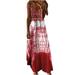 Bescita Women Summer V-Neck Casual Printing Loose Sleeveless Loose Long Dress