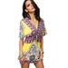 HAWEE Womenâ€™s Summer V Neck Wrap Vintage Floral Print Short Sleeve Belted Flowy Bohemian Beach Mini Dress