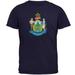 Born and Raised Maine State Flag Mens T Shirt Navy LG