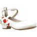 Sobeyo Kids Dress Shoes Embroidered Flower Mary Jane Block Heel Pumps White Sz 13