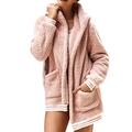 Fashion Faux Fur Coat Women Autumn Winter Warm Soft Plush Zipper Fur Jacket Female Plush Overcoat Pocket Outwear Pink S