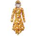 Women Irregular Halloween Dresses Oversized Vintage Pumpkin Hooded Dress Swing Long Sleeve Casual High Waist Dress Pullover Tunic Dress for Ladies Juniors Girls