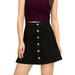 allegra k women's faux suede single breasted front button down short mini a-line skirt l black