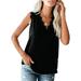 Lumento Tank Tops for Women V Neck Lace T Shirts Leisure Baggy Sleeveless T-shirt Blouse Ladies Sport Athltics Tee Dailywear Women Clothes Black XXL