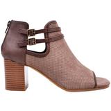 New York Transit Cherise Perforated Peep Toe Block Pumps Womens Heels Casual Mid Heel 2-3" - Brown