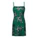 SJENERT Womens Dragon Print Sexy Sleeveless Camisole Summer Mini Dress Casual Suspender Tank Dress Beach Dress(Green-2XL)