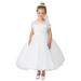 White Cap Sleeved Lace Illusion Neck Communion Dress Big Girls