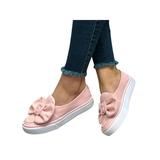 Woobling Ladies Womens Flat Slip On Bow Casual Pumps Skate Fashion Trainers Shoes Size