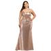 Ever-Pretty Women's V Neck Sequin Mermaid Long Prom Dress Sexy Plus Size Party Gowns 73392 Rose Gold US22