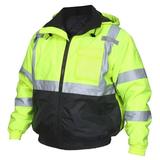 MCR Safety MCRVBBQCL3LX5 Two Tone Value Bomber ANSI 107 Class 3 Fluorescent Lime & Black Quilted Rain Jacket with Silver Reflective Stripes, 5XL