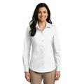 Port Authority Adult Female Women Plain Long Sleeves Shirt White X-Small