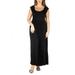 24seven Comfort Apparel Cap Sleeve Empire Waist Plus Size Maxi Dress, P0116037, Made in USA