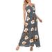 NHT&WT Women Maxi Wrap Dress V Neck Sleeveless Floral Print Split Party Dress