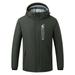 UKAP Men's Heated Jacket Full Zip with Detachable Hood Washable Winter Body Warmer (Battery is Not Included) Unisex Women Lightweight Heating Coat Clothing