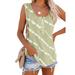 Avamo Women Striped Print Henley Tank Tops Summer Sleeveless Button Down Loose Fit Cami Tops Vest Blouse