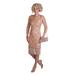 Western Fashion 2542-XL Art Deco Flapper Dress with Sleeves, Rose Gold - Extra Large