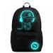 Anime Backpack for School, Luminous Backpack Canvas Cartoon Backpack and Lock and Pencil Bag for Teens Girls Boys-Black