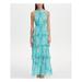 TOMMY HILFIGER Womens Aqua Tiered Paisley Sleeveless Halter Maxi Sheath Formal Dress Size 16