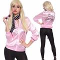 Graduation Pink Girl Retro Jacket + Scarf Female Fancy Grease Clothing Cheerleader Vintage Pink Jacket Women