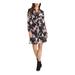 RACHEL ROY Womens Black Belted Floral Long Sleeve Collared Above The Knee Ruffled Dress Size S