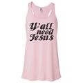 Women's Sunday Tank Top "Y'all Need Jesus" Bella Tank Top Gift -Funny Threadz Medium, Light Pink