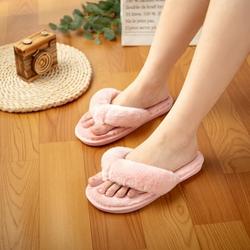 JANSION Women Memory Foam Home Slippers Plush Flip-Flops Soft Non Slip Indoor House Spa Fur Slipper Fluffy Slide Shoes