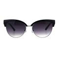 Womens Cat Eye Half Rim Horn Chic Designer Bifocal Sun Reader Sunglasses 1.75 Black Silver Smoke