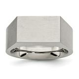 Titanium Polished and Brushed Signet Ring Size: 12; for Adults and Teens; for Women and Men