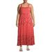Terra & Sky Women's Plus Size Twin Printed Tiered Maxi Dress
