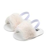 JEFFENLY Baby Girl Fluffy Fur Soft Sole Crib Sandals Shoes,Infant Princess Non-slip Crib Shoes 11/12/13 for baby 0-6M/6-12M/12-18M