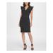 DKNY Womens Black Ruffled Polka Dot Cap Sleeve V Neck Above The Knee Sheath Dress Size 10