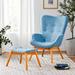 Lounge Chair - George Oliver Dayon 68.58Cm Wide Tufted Lounge Chair & Ottoman Polyester/Fabric in Blue | 37.5 H x 27 W x 29 D in | Wayfair