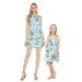 Made in Hawaii Matching Mother Daughter Luau Empire Waist Dress in Pink Flamingos in Turquoise